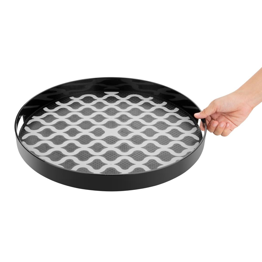 Olympia Kristallon PC Round Non Slip Tray With Handles 405mm
