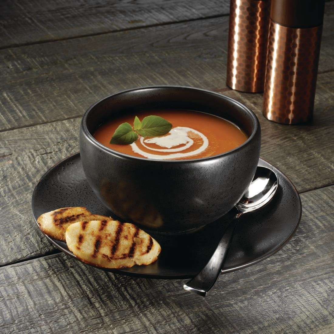 Olympia Fusion Round Black Coupe Plates 203mm (6 Pack)