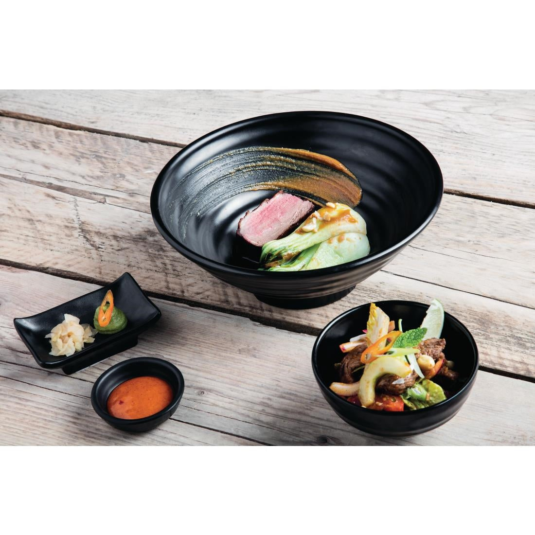 Olympia Kristallon Fusion Melamine Rice Bowls Black 120mm (6 Pack)