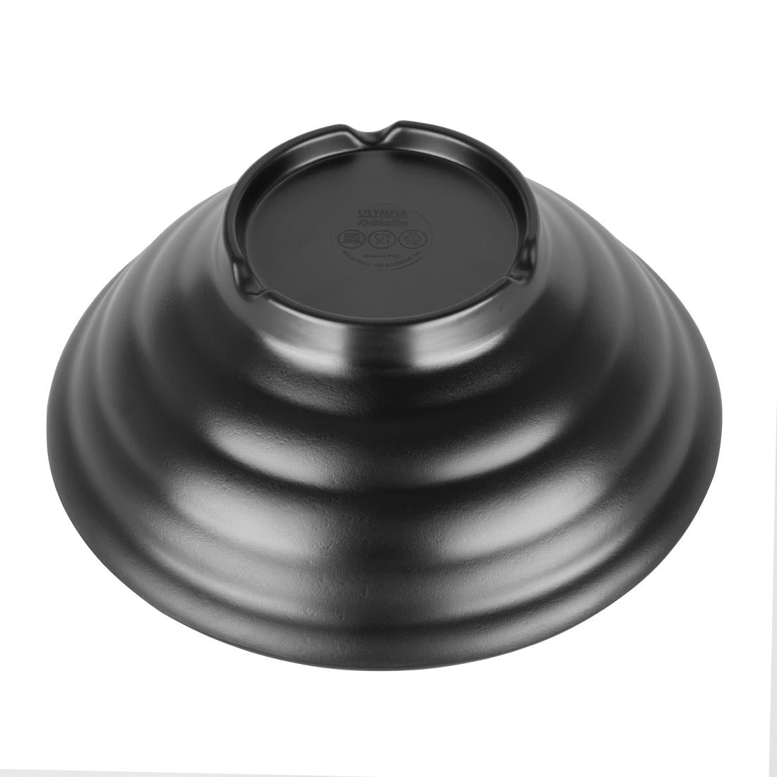 Olympia Kristallon Fusion Melamine Large Bowls Black 225mm (4 Pack)