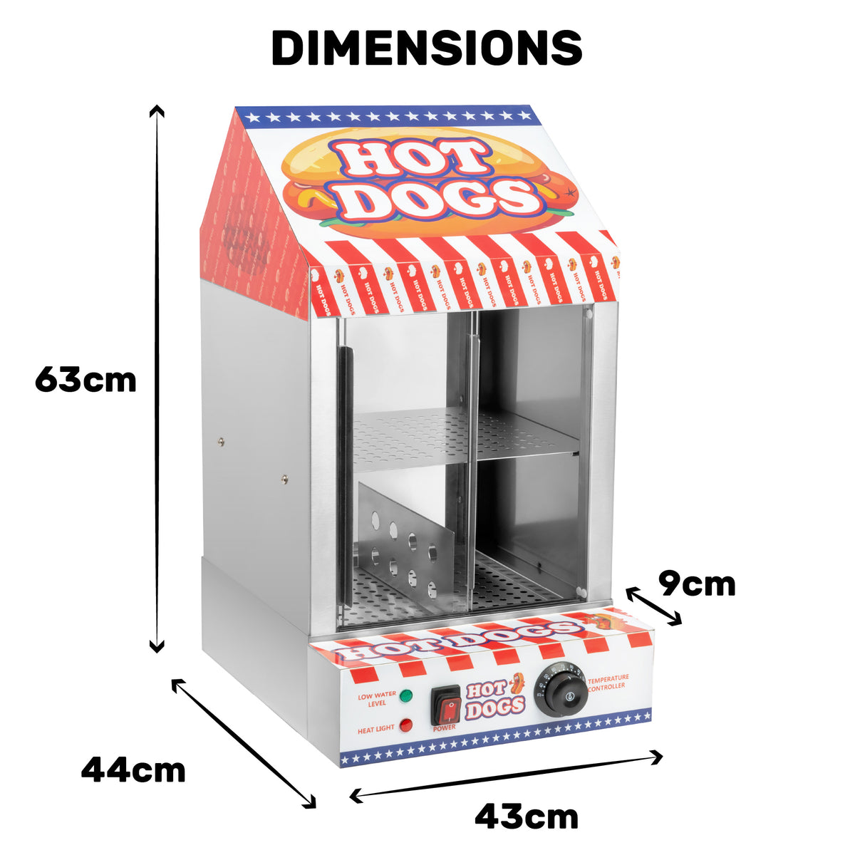 HAXRO Hot Dog Warmer-  inside for up to 100 hot dogs and 25 buns