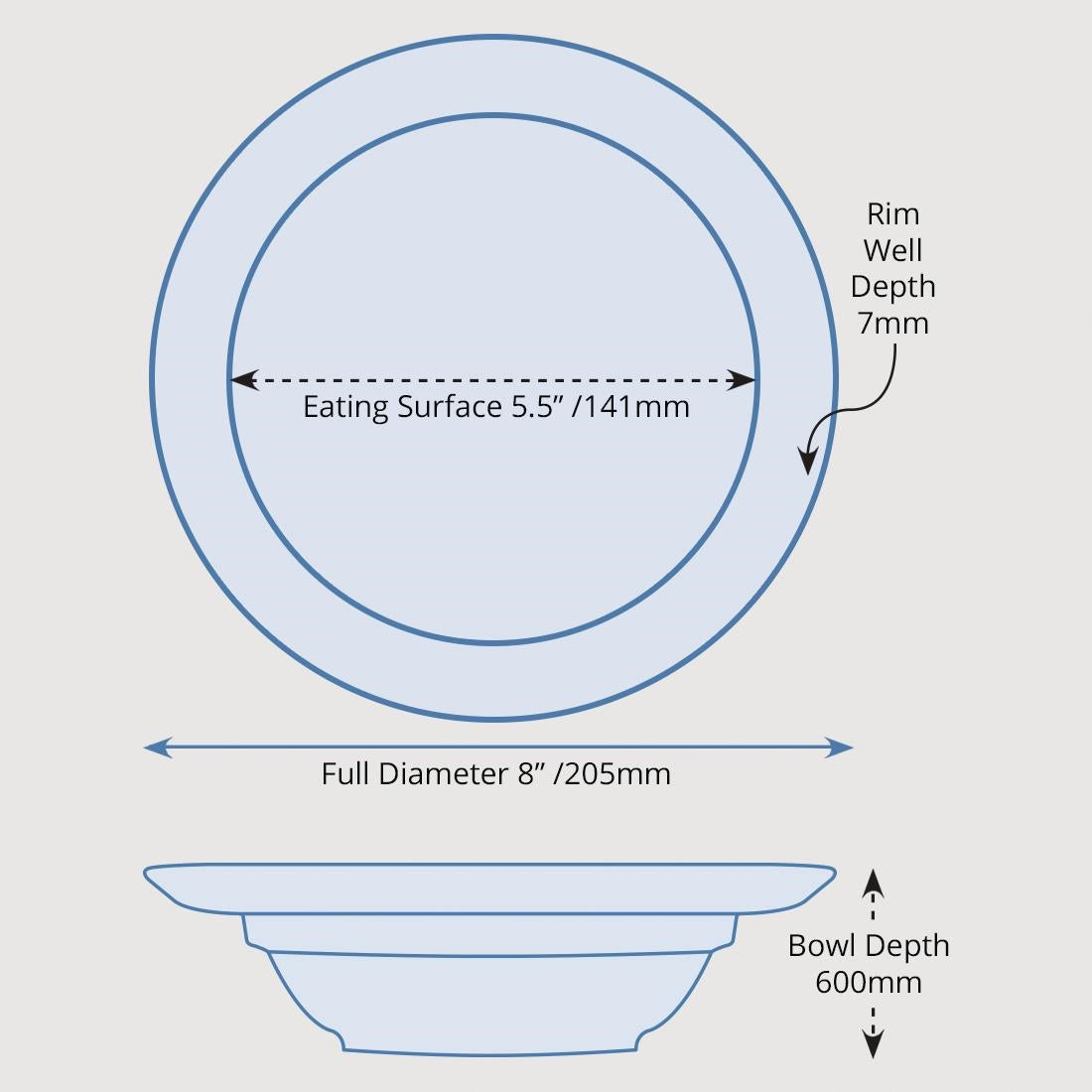 Olympia Heritage Raised Rim Bowls Blue 205mm (4 Pack)
