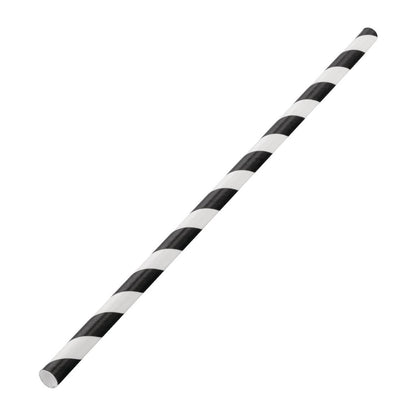 Utopia Biodegradable Paper Straws Black Stripes (250 pack)