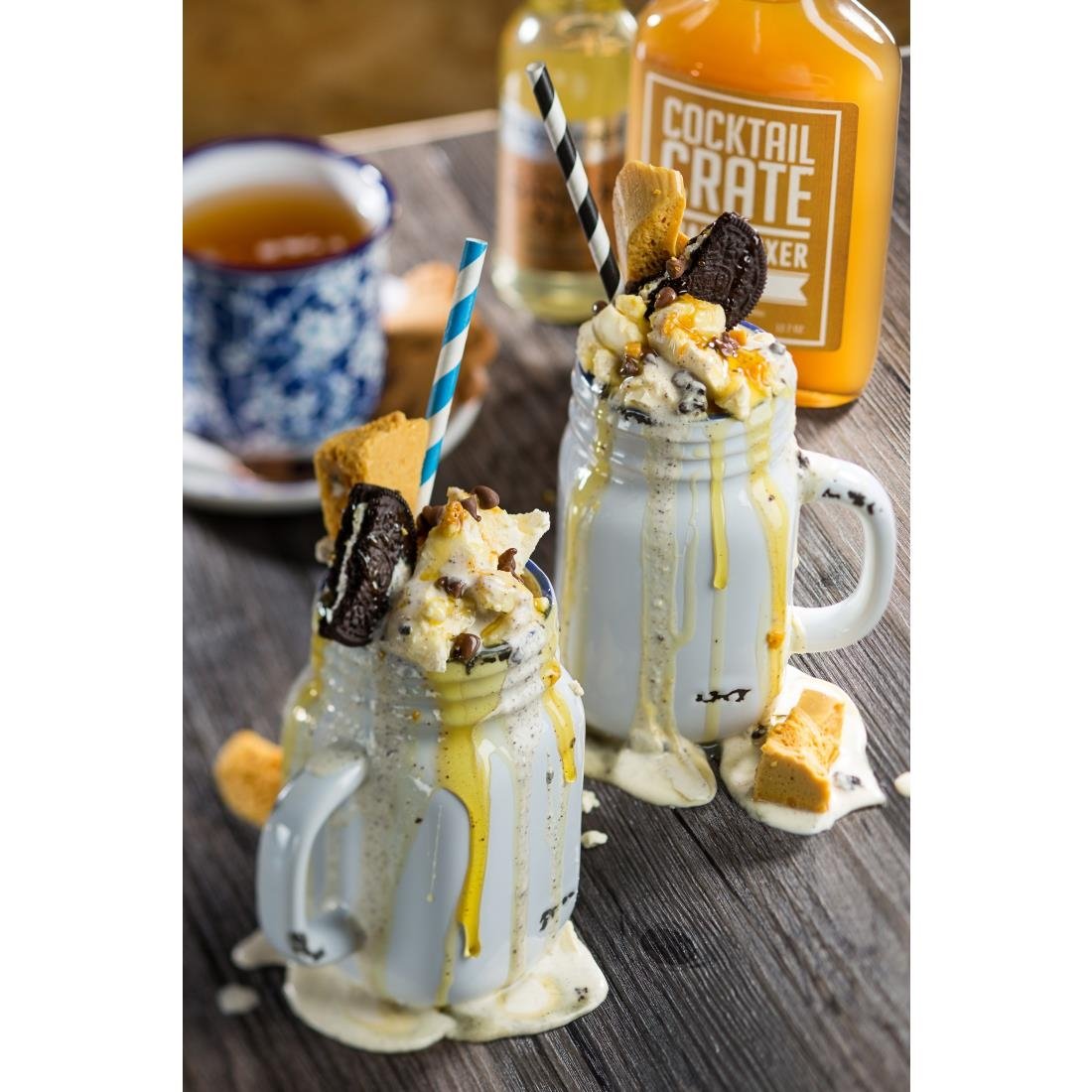 Utopia Biodegradable Paper Straws Blue Stripes (250 pack)