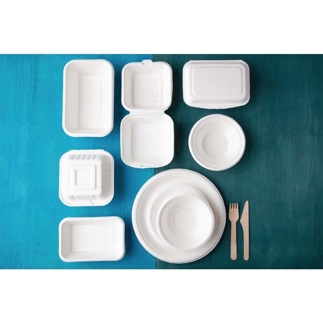 Fiesta Compostable Bagasse Burger Boxes with Side Ridges 153mm (500 Pack)