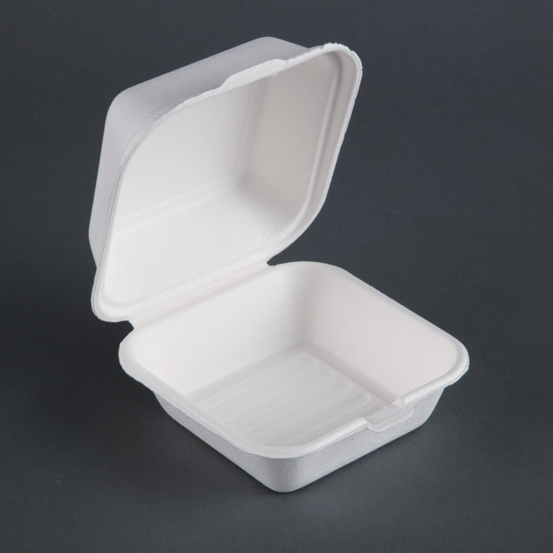 Fiesta Compostable Bagasse Burger Boxes with Bottom Ridges 157mm (500 Pack)