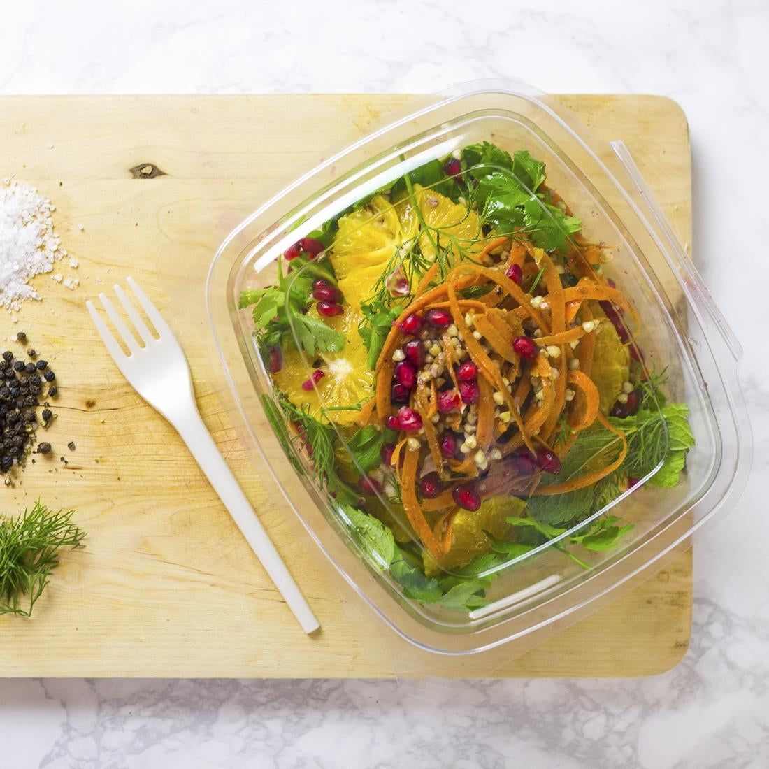 Vegware Compostable PLA Hinged-Lid Deli Containers 680ml / 24oz (200 pack)