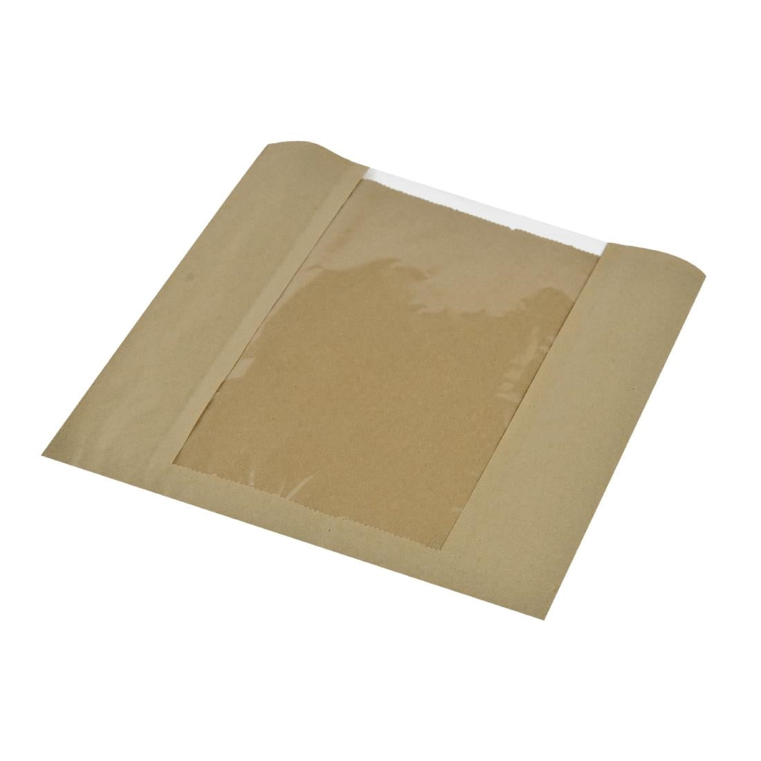 Vegware Compostable Kraft Sandwich Bags With PLA Window Large (1000 pack)