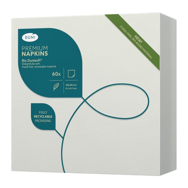 BIO Dunisoft Dinner Napkin White 400x400mm (360 Pack)