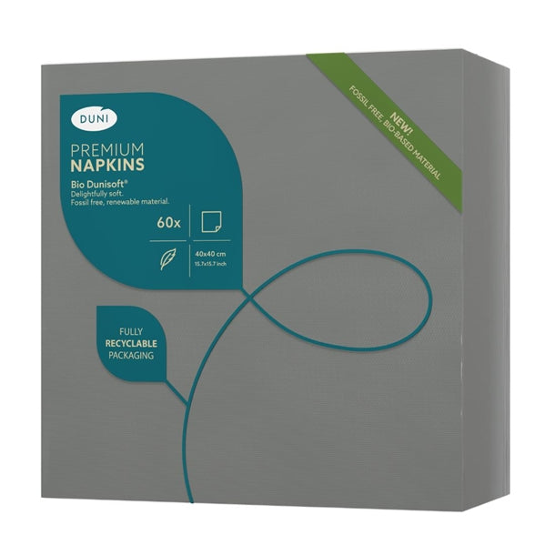 BIO Dunisoft Dinner Napkin Granite Grey 400x400mm (360 Pack)