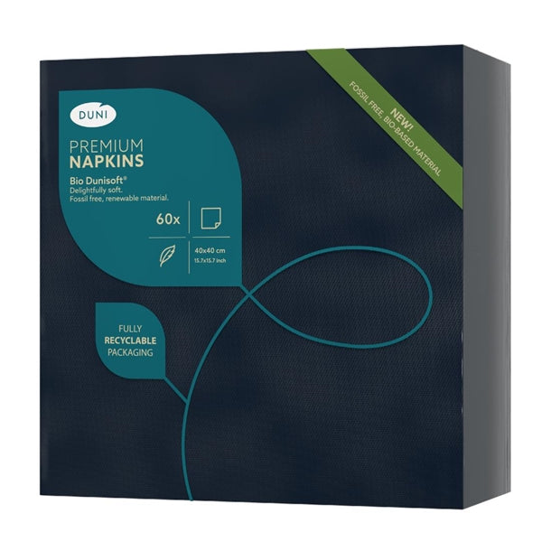 BIO Dunisoft Dinner Napkin Black 400x400mm (360 Pack)