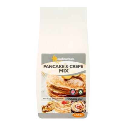 Pancake and crepe mix packaging from Middleton Foods.