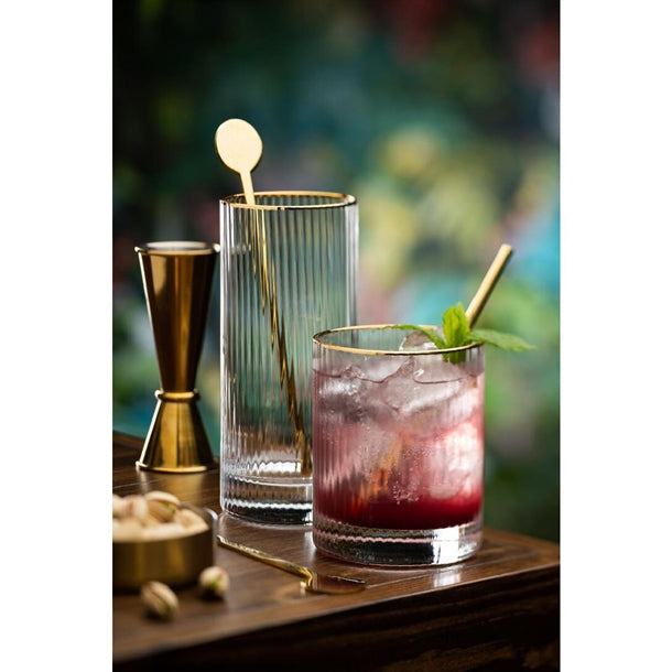 Utopia Hayworth Double Old Fashioned Gold Rim Glasses 325ml (6 Pack)