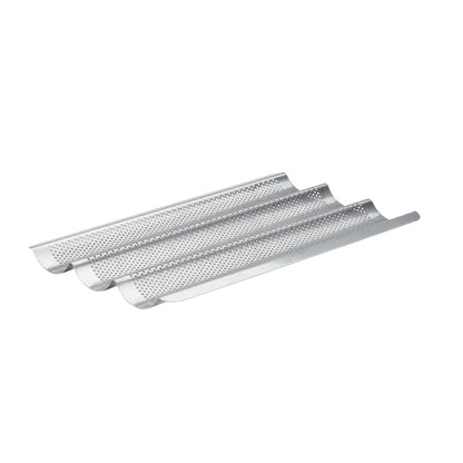 De Buyer Perforated Baguette Baking Tray Stainless Steel 245x400mm (3 Pack)