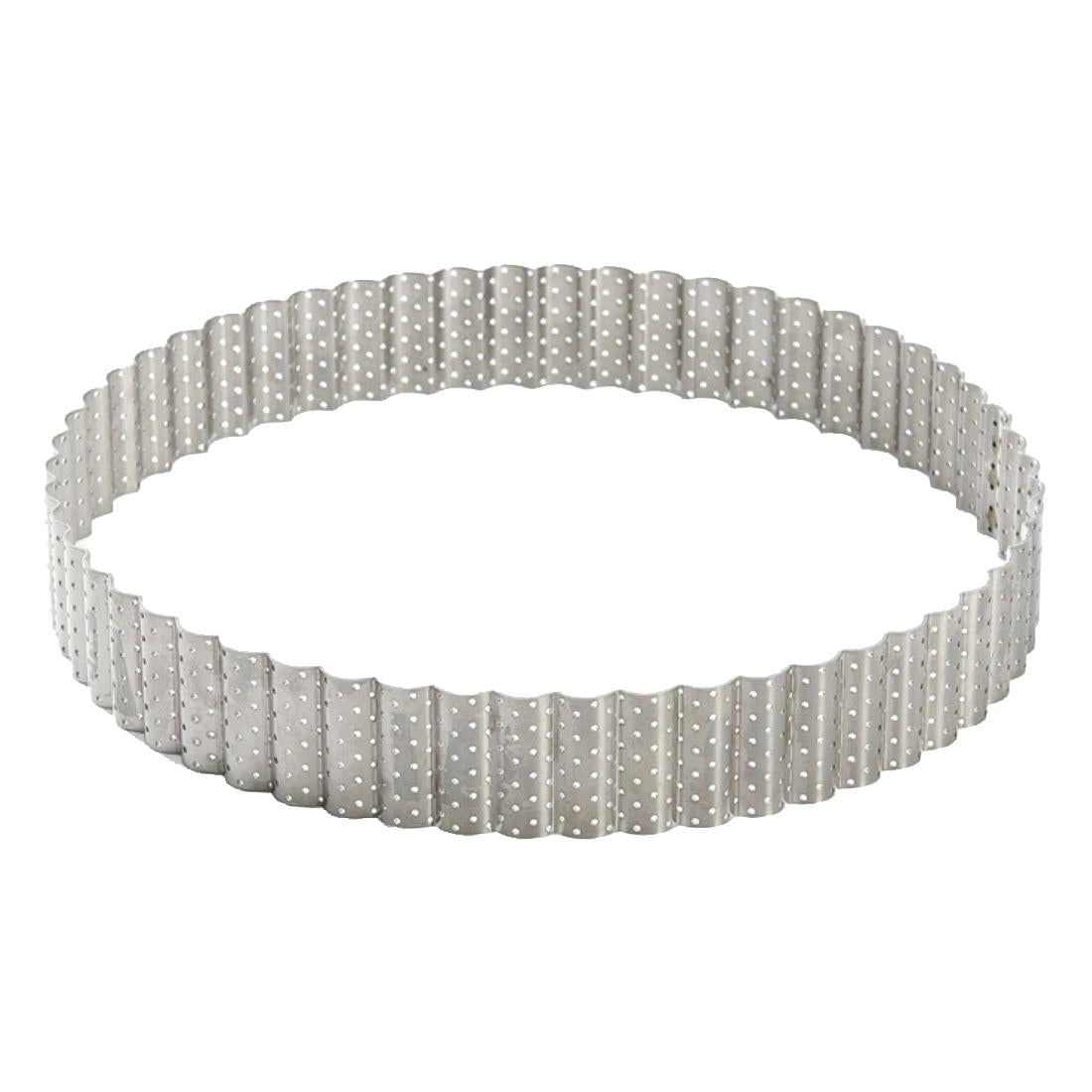 De Buyer Perforated Fluted Stainless Steel Tart Ring 200mm