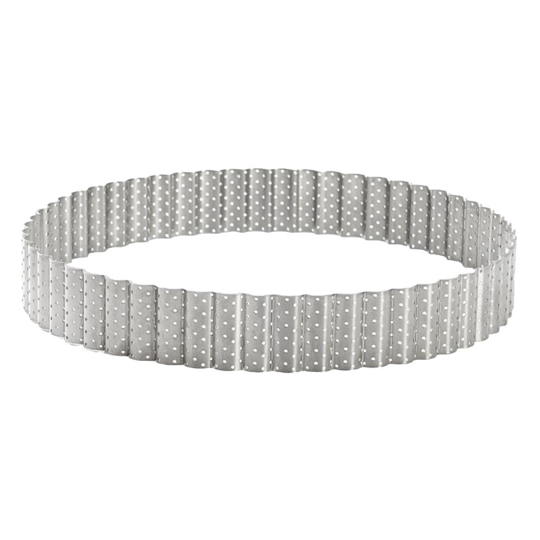 De Buyer Perforated Fluted Stainless Steel Tart Ring 200mm