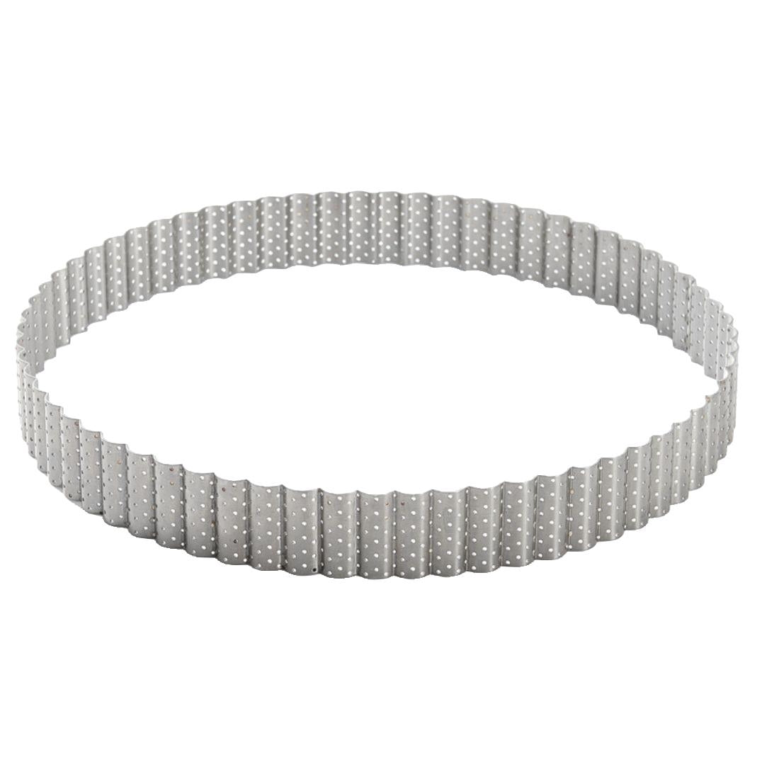 De Buyer Perforated Fluted Stainless Steel Tart Ring 240mm
