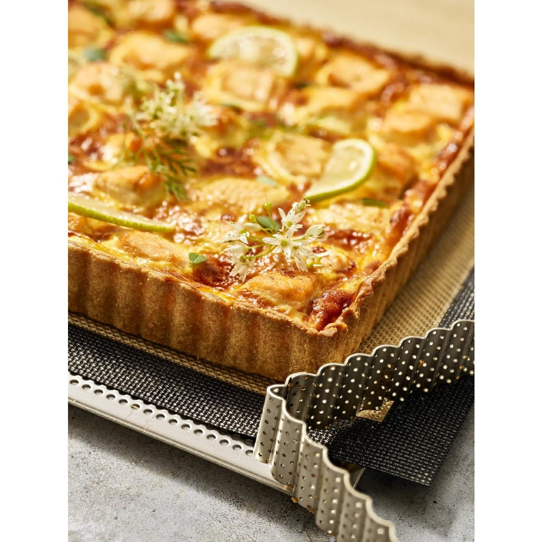 De Buyer Perforated Square Fluted Tart Ring 230mm