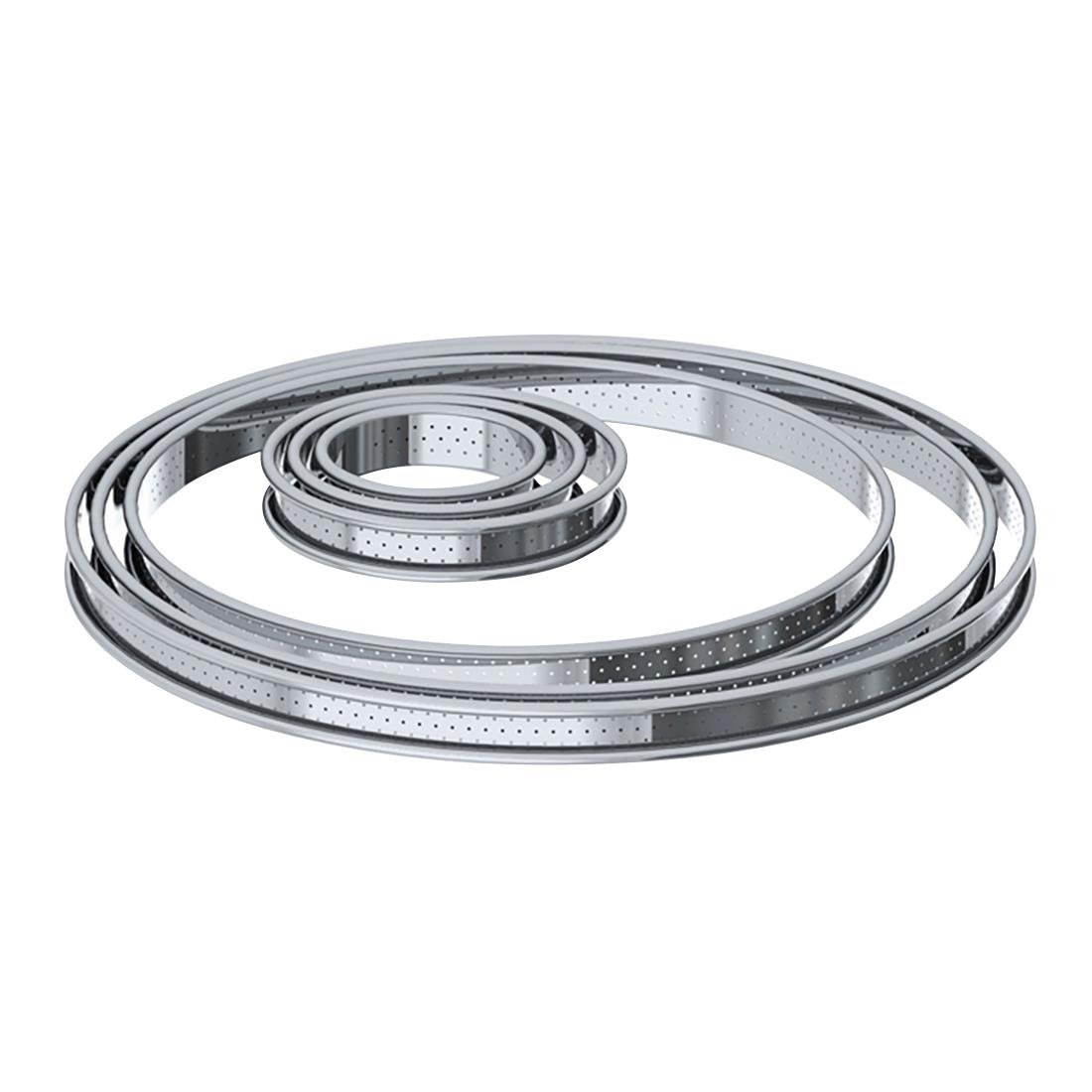 De Buyer Perforated Tart Ring Rolled Edge 220mm