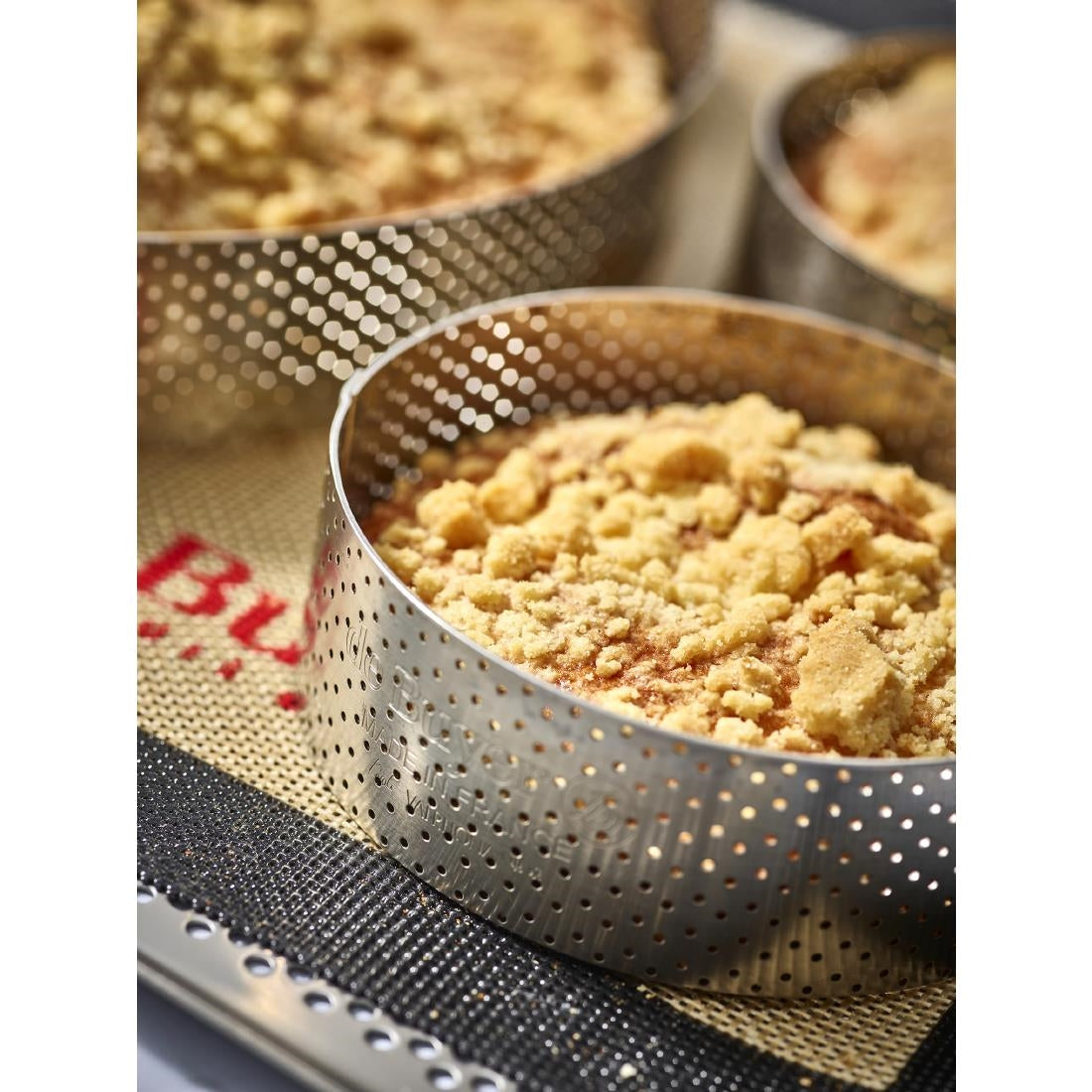 De Buyer Perforated Stainless Steel Straight Tart Ring 105x35mm