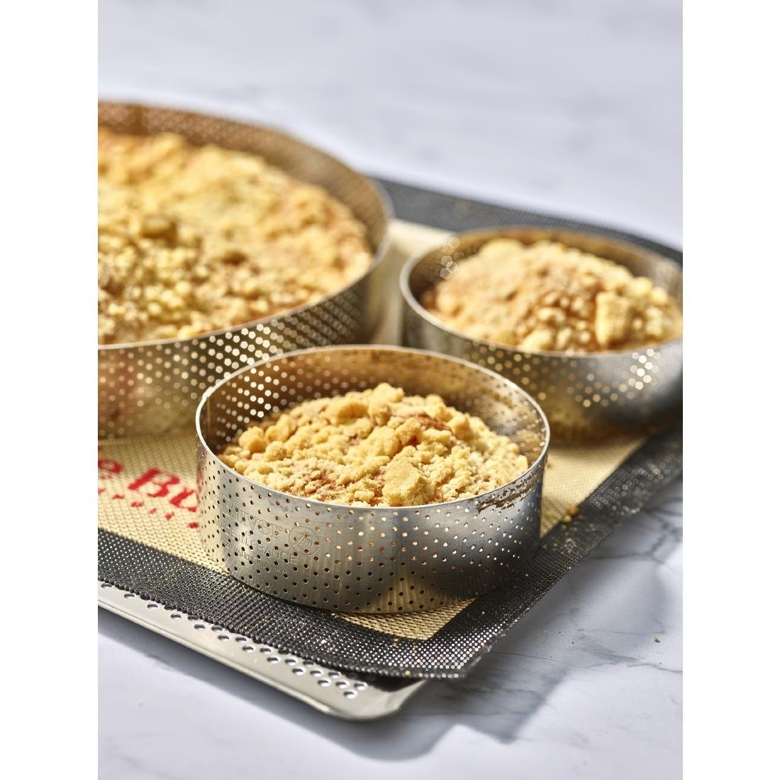 De Buyer Perforated Stainless Steel Straight Tart Ring 205x35mm