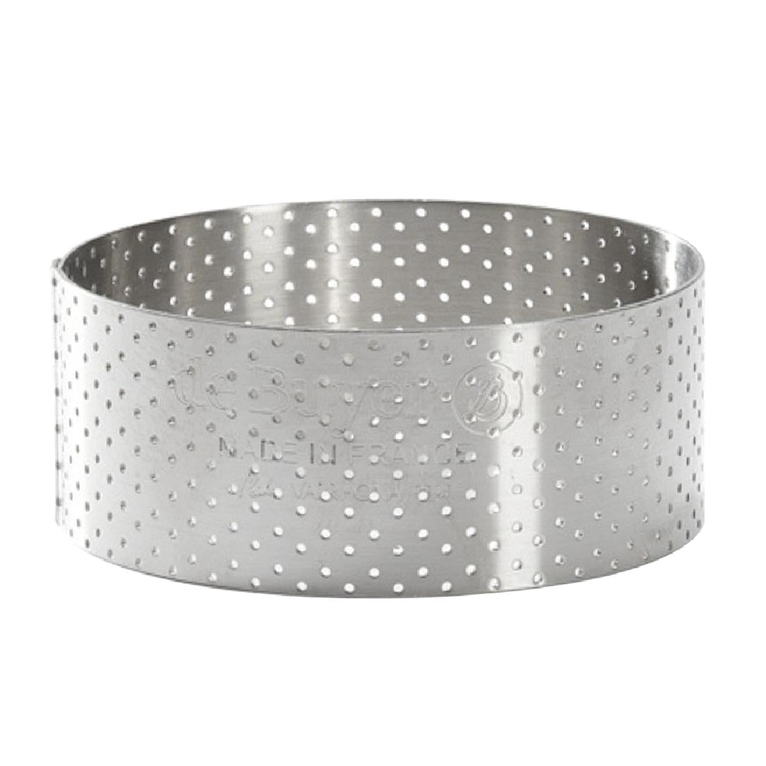 De Buyer Perforated Stainless Steel Straight Tart Ring 85x35mm