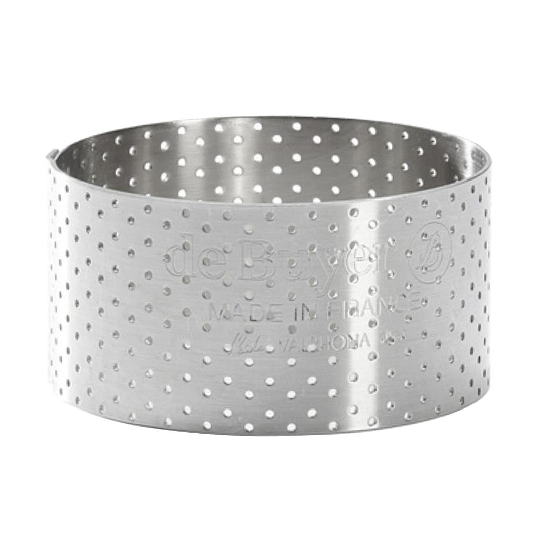 De Buyer Perforated Stainless Steel Straight Tart Ring 55x35mm