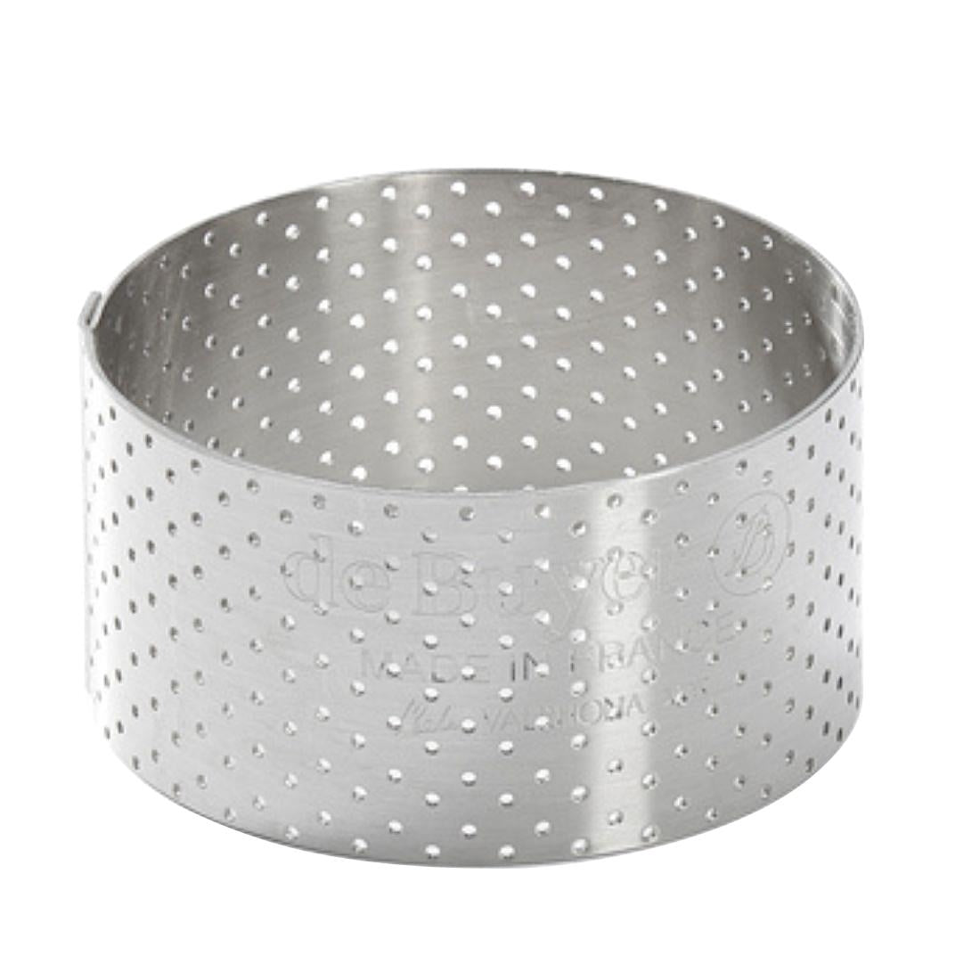 De Buyer Perforated Stainless Steel Straight Tart Ring 55x35mm