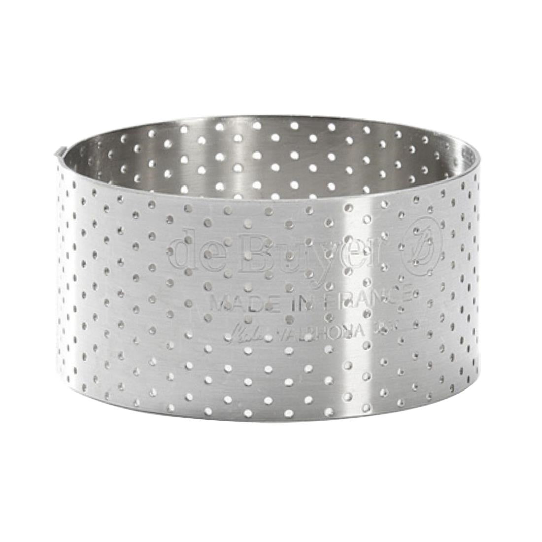 De Buyer Perforated Stainless Steel Straight Tart Ring 65x35mm
