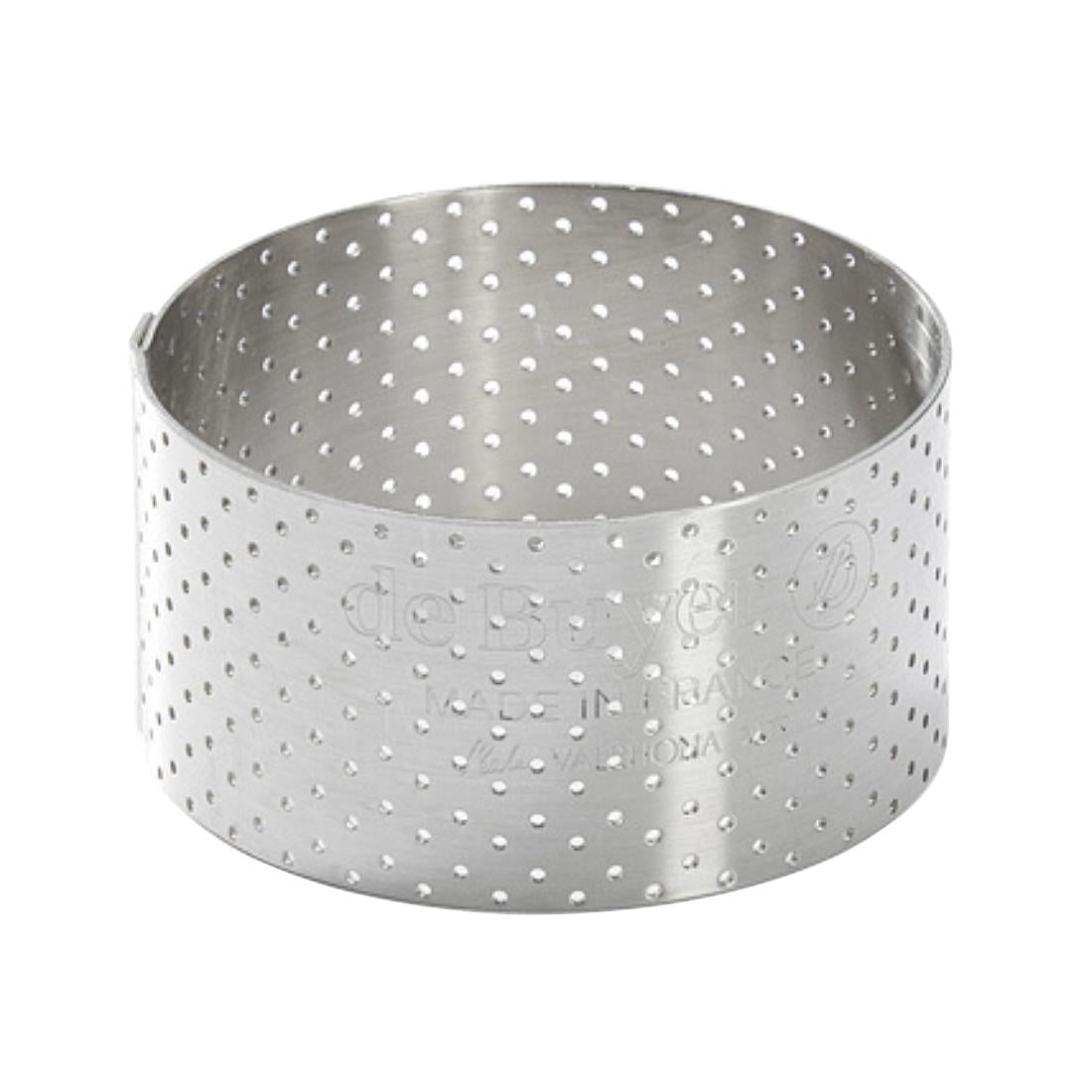 De Buyer Perforated Stainless Steel Straight Tart Ring 65x35mm