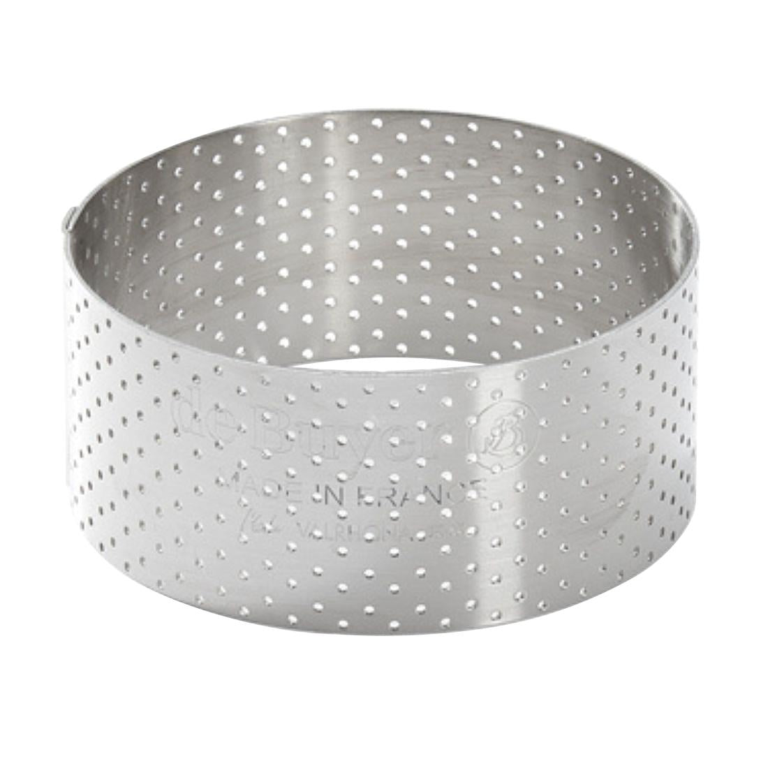 De Buyer Perforated Stainless Steel Straight Tart Ring 75x35mm