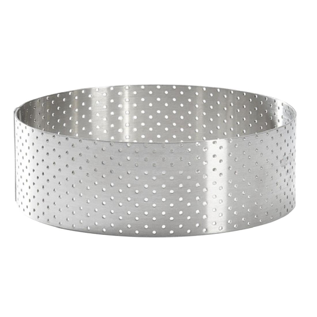 De Buyer Perforated Stainless Steel Straight Tart Ring 105x35mm
