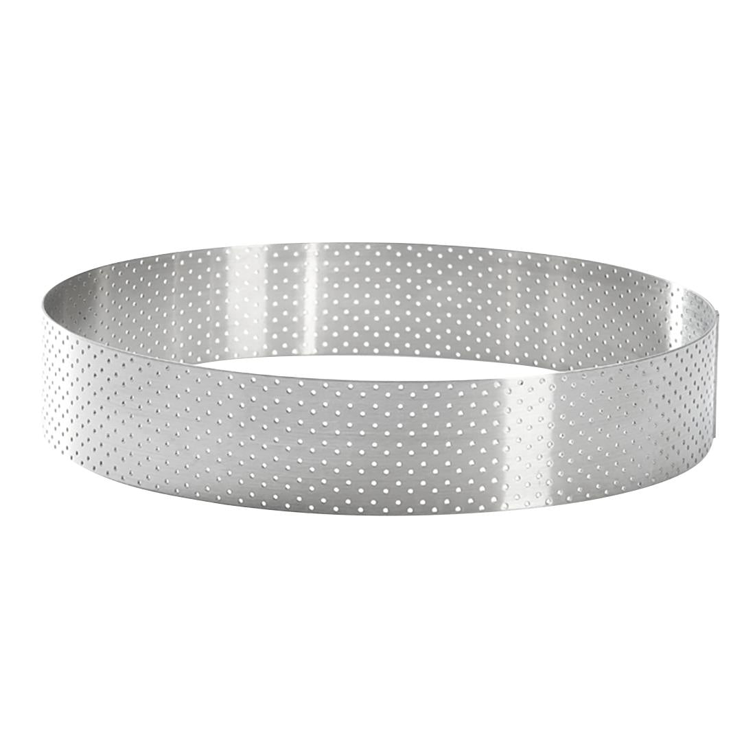 De buyer Perforated Stainless Steel Straight Tart Ring 185x35mm