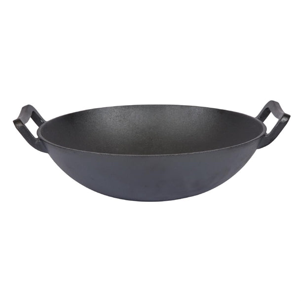 Dexam School of Wok Pre-Seasoned Cast Iron Flat Base Wok 300mm