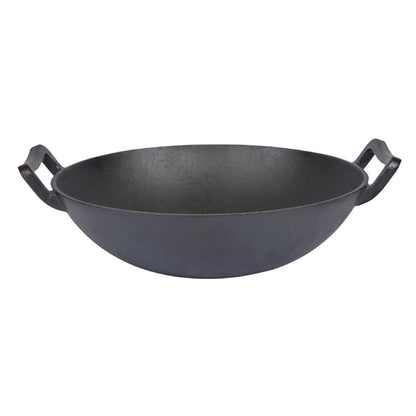 Dexam School of Wok Pre-Seasoned Cast Iron Flat Base Wok 300mm