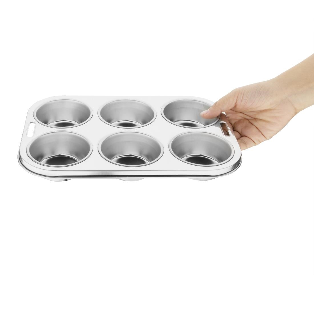 Vogue Stainless Steel Deep Muffin Tray 6 Cup