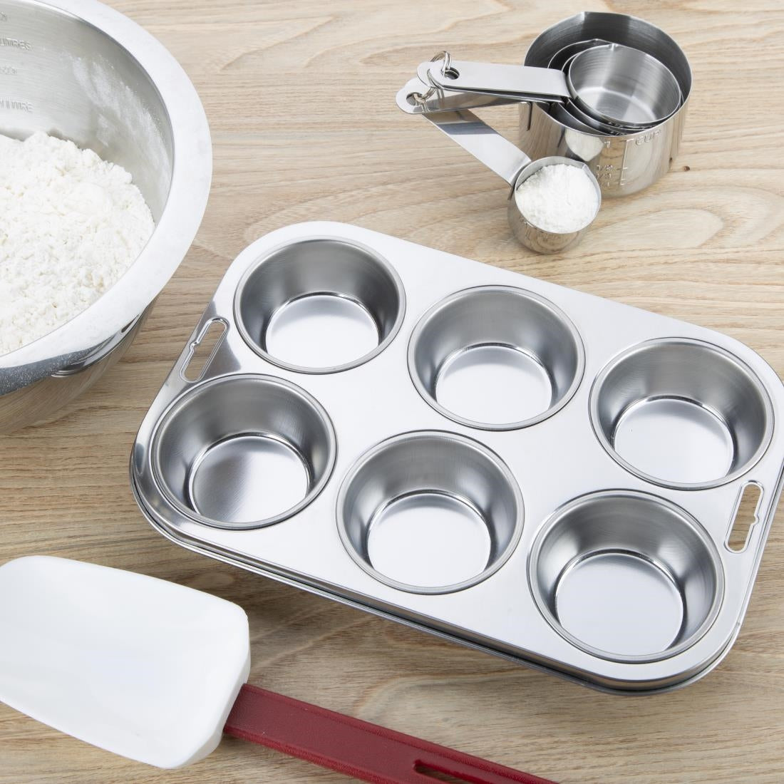 Vogue Stainless Steel Deep Muffin Tray 6 Cup