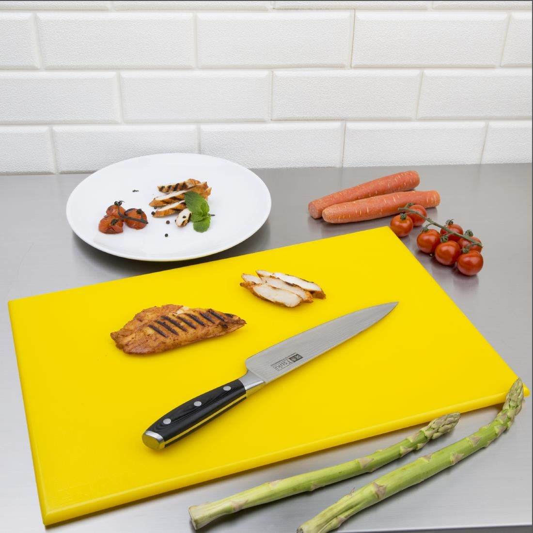 Hygiplas High Density Antibacterial Yellow Chopping Board 455x305x12mm