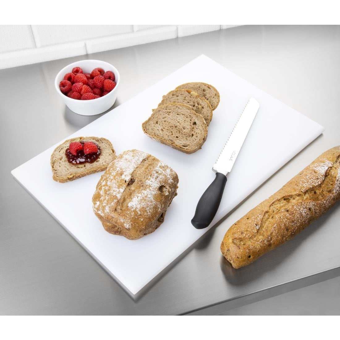 Hygiplas High Density Antibacterial White Chopping Board 455x305x12mm