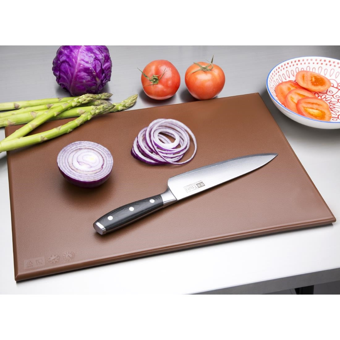 Hygiplas High Density Antibacterial Brown Chopping Board 455x305x12mm