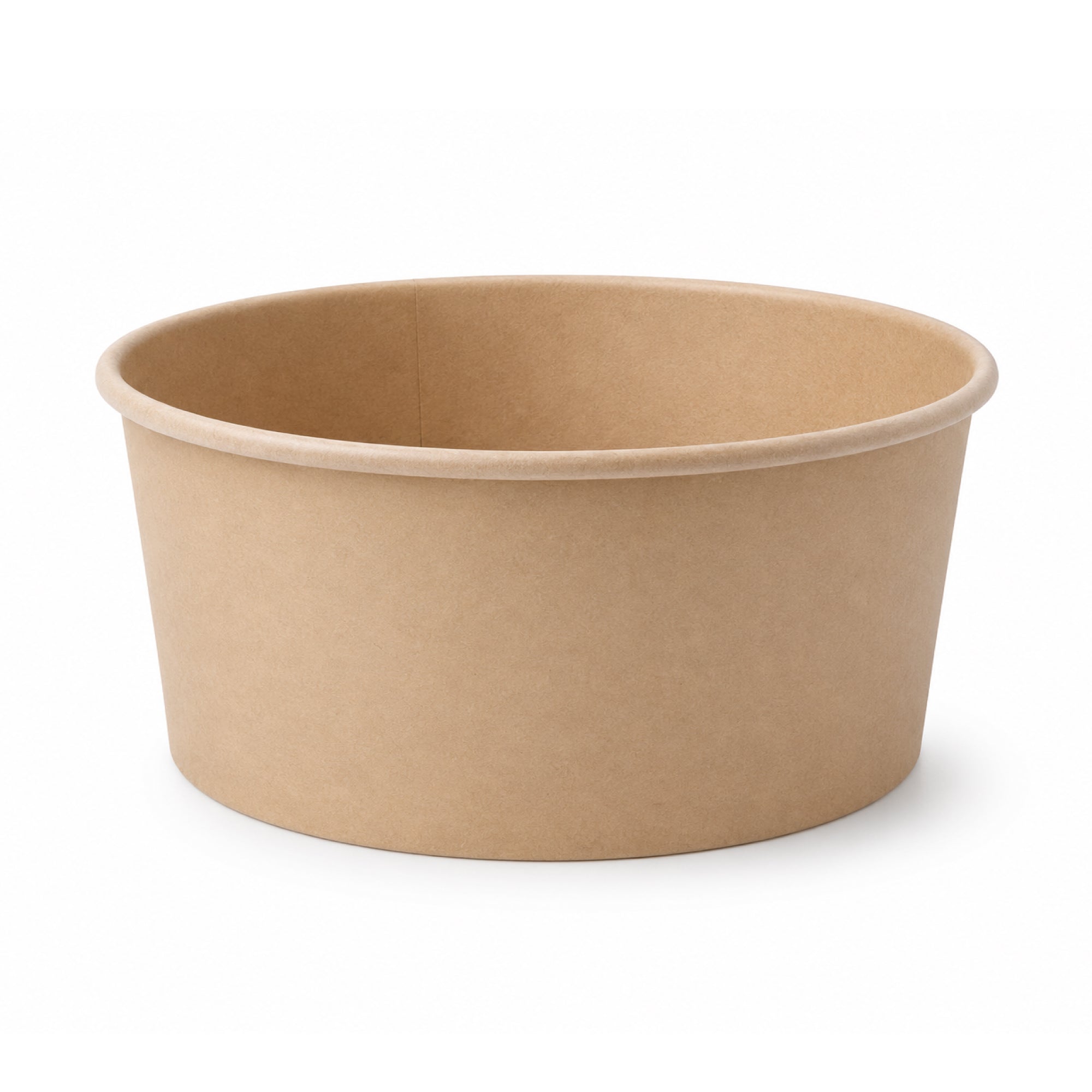 A single round kraft paper bowl with a natural brown color, shown on a clean white background.