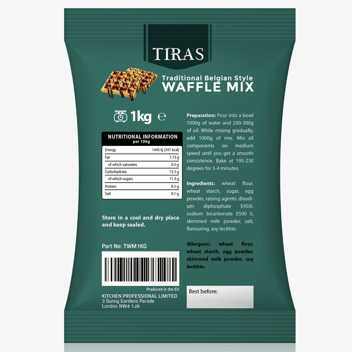 TIRAS Belgian Style Waffle Mix 1kg - Pack of 9