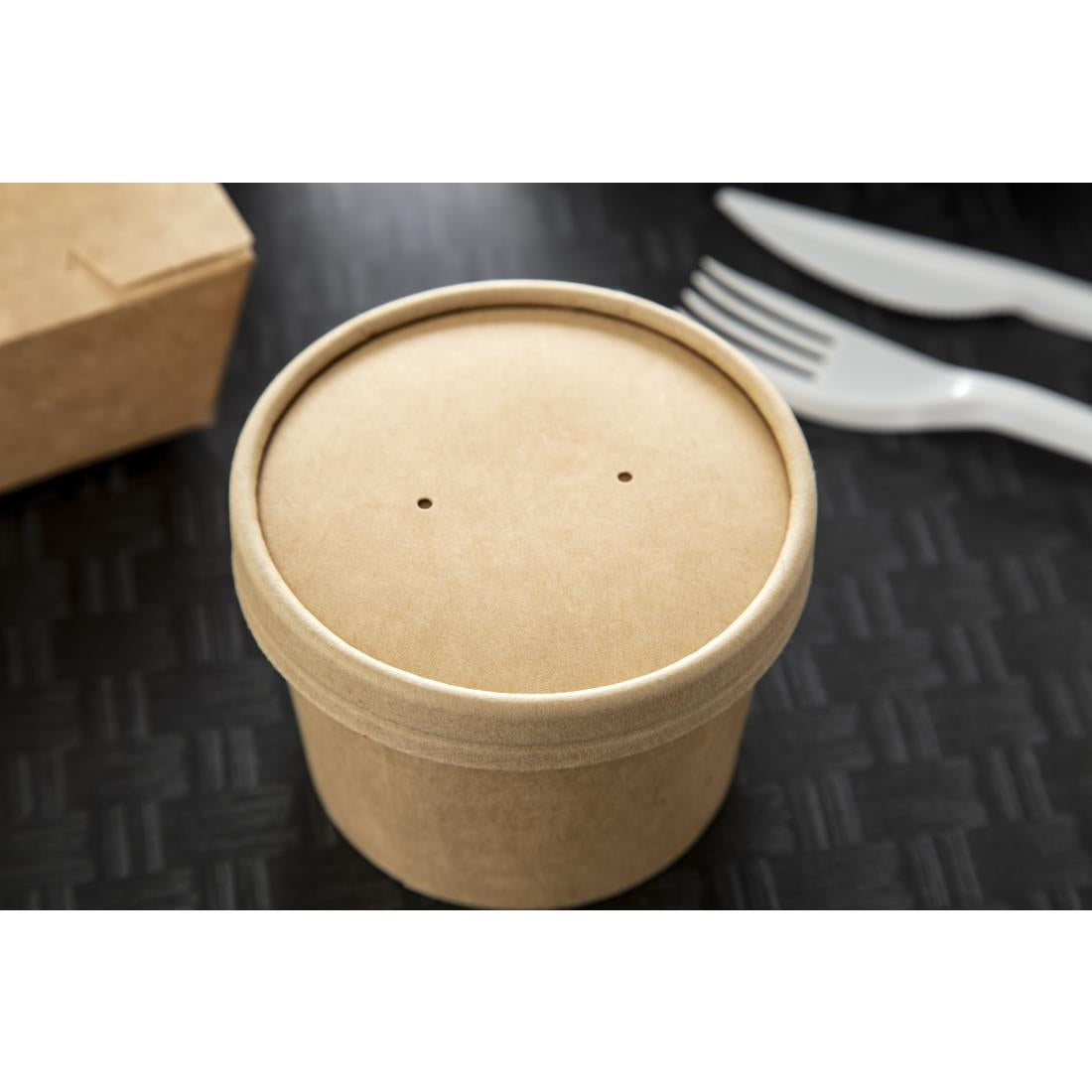 Colpac Recyclable Kraft Microwavable Soup Cup Lids 8oz and 12oz (500 pack)