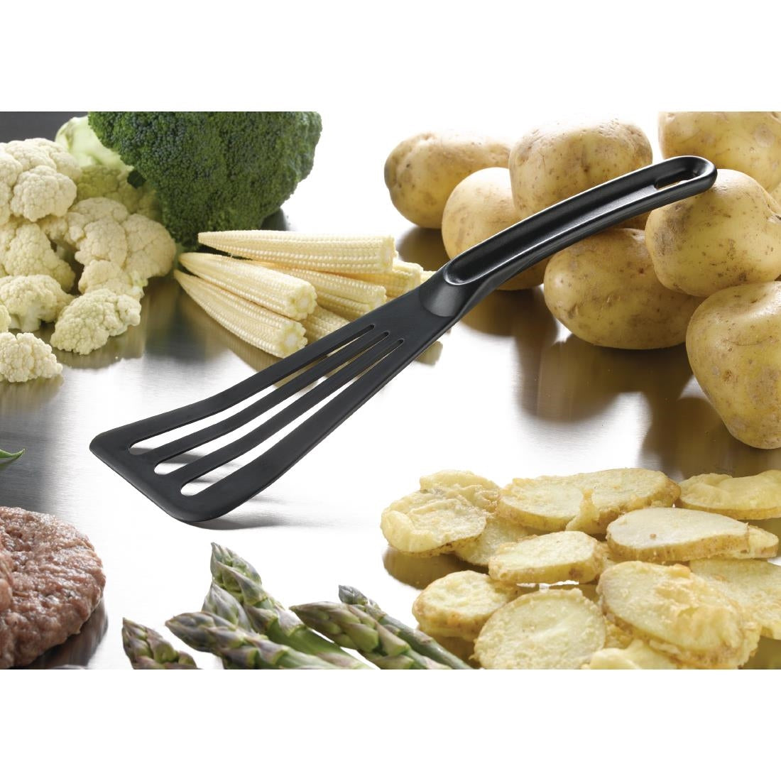 Matfer Bourgeat Pelton Exoglass Slotted Spatula 30cm Black