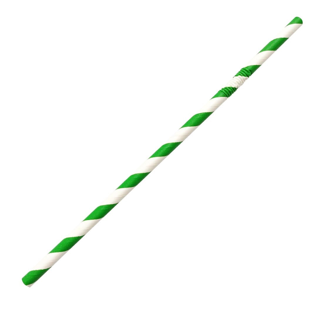 Fiesta Compostable Bendy Paper Straws Green Stripes (250 Pack)