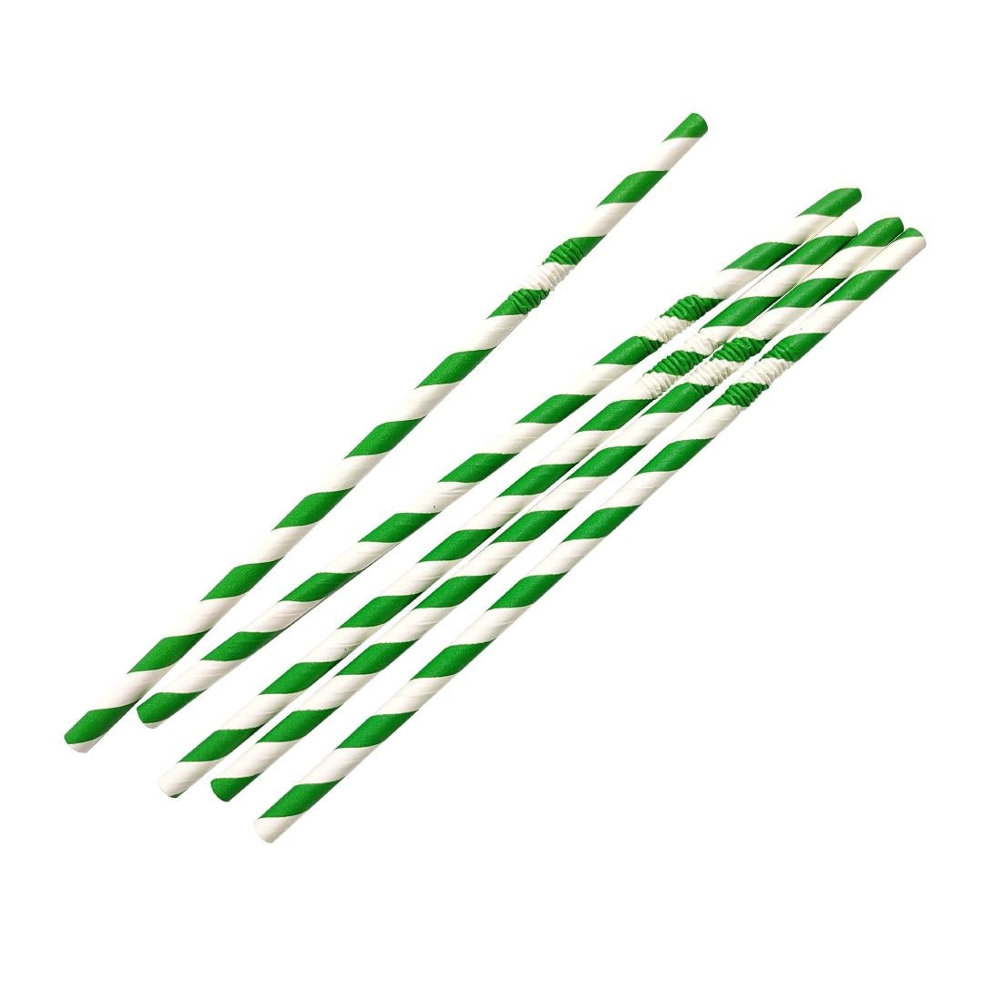 Fiesta Compostable Bendy Paper Straws Green Stripes (250 Pack)