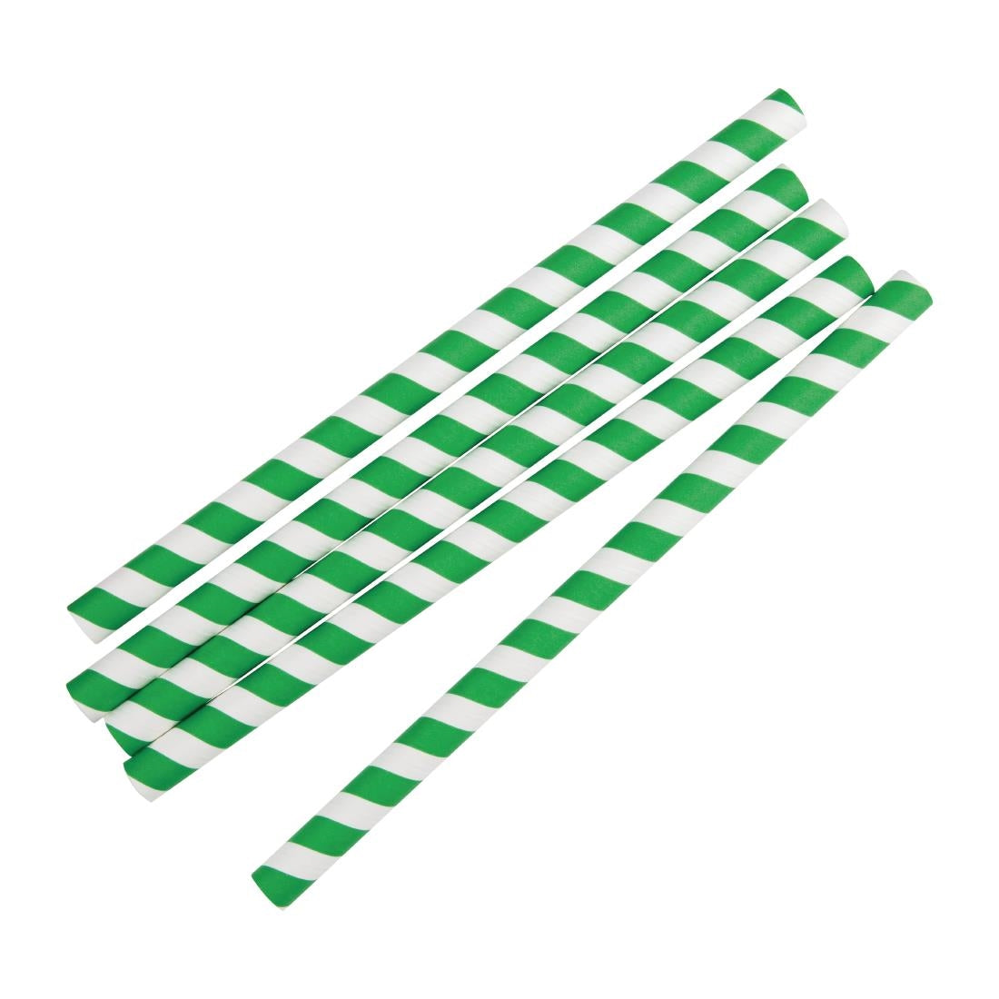 Fiesta Compostable Paper Smoothie Straws Green Stripes (250 Pack)