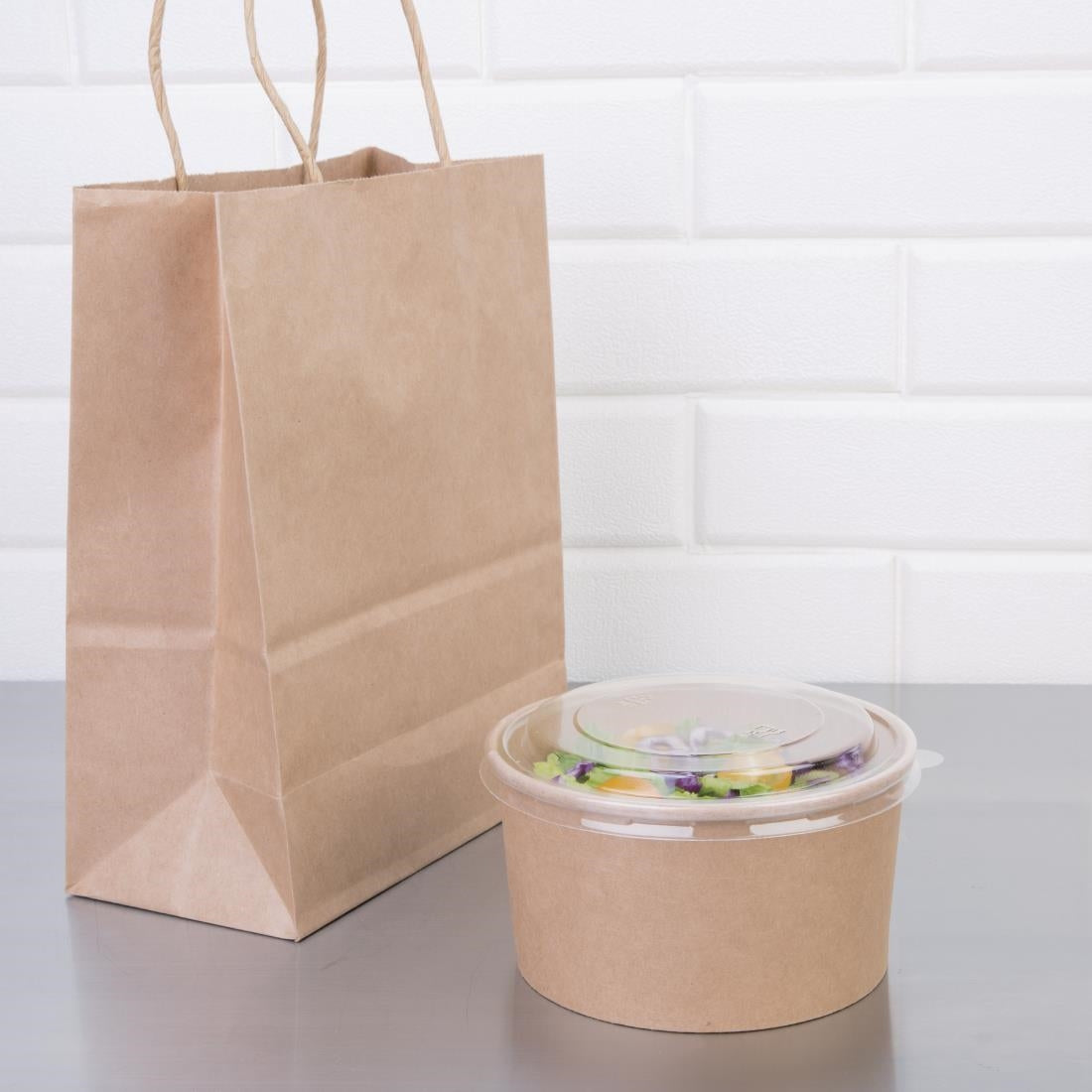 Fiesta Compostable Round Kraft Salad Bowls 1000ml / 35oz (300 Pack)