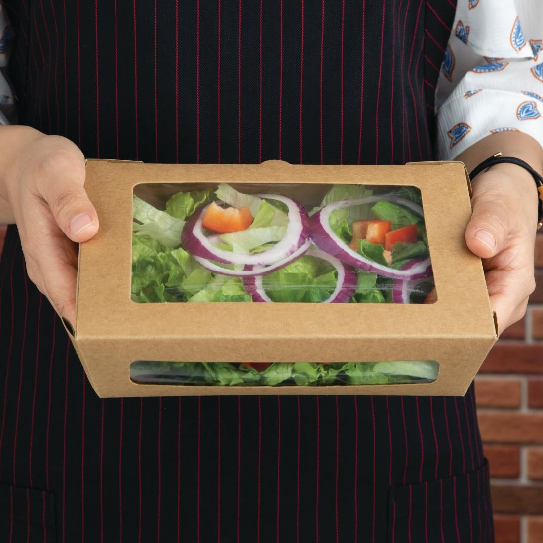 Fiesta Compostable Salad Boxes with PLA Windows 1200ml (200 Pack)