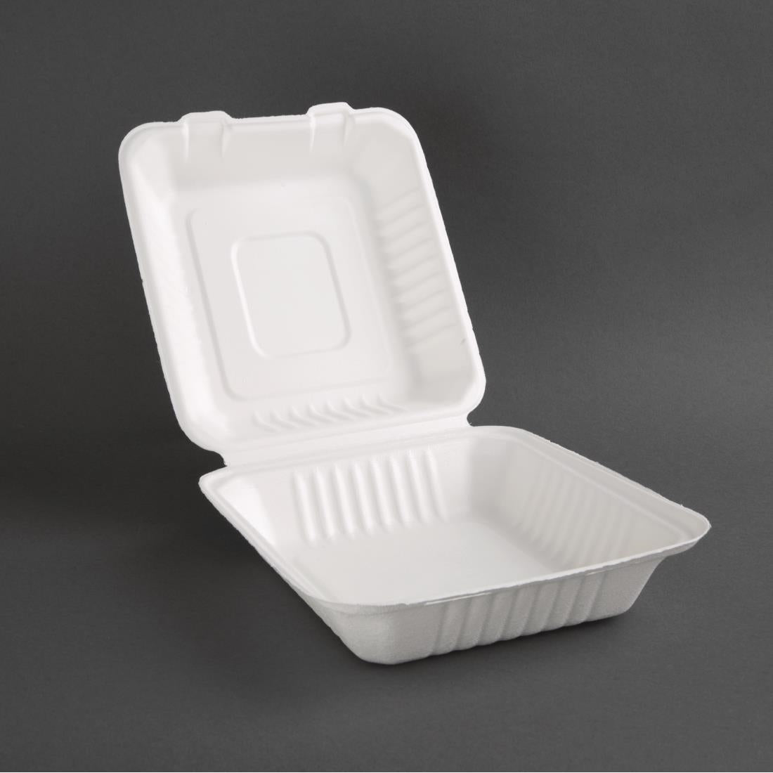 Fiesta Compostable Bagasse Hinged Food Containers 223mm (200 Pack)